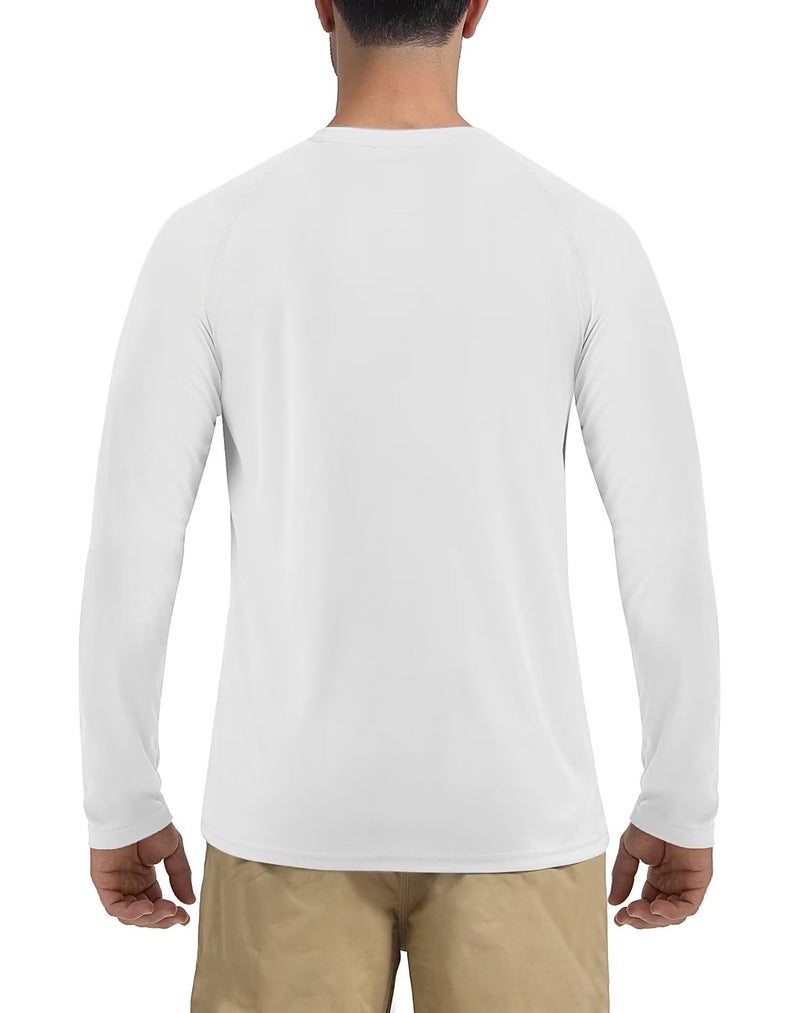Boladeci Rash Guard for Men SPF Shirts Long Sleeve Lightweight UPF 50+ Sun Protection Swim Shirts Quick Dry UV Surf Water Running Fishing Tee T-Shirts White - Image 2